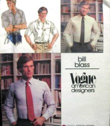 2586 VOGUE BILL BLASS MEN'S SEMI-FIT S.S.-L.S. SHIRTS PATTERN 15, 15 1/2, 16; CHOICE
